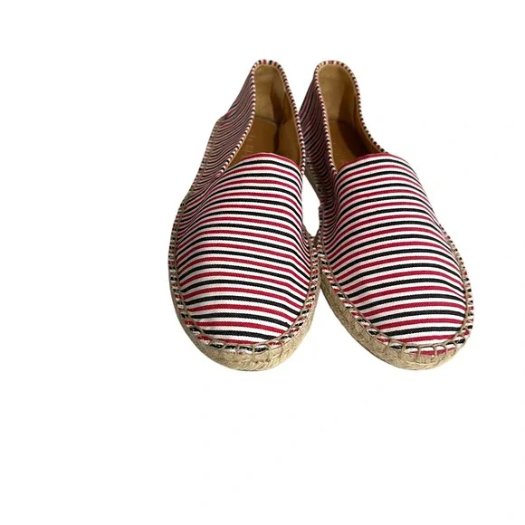 J.‎ Crew Striped Red White Canvas Espadrille Flats Size 7.5 - Picture 3 of 8